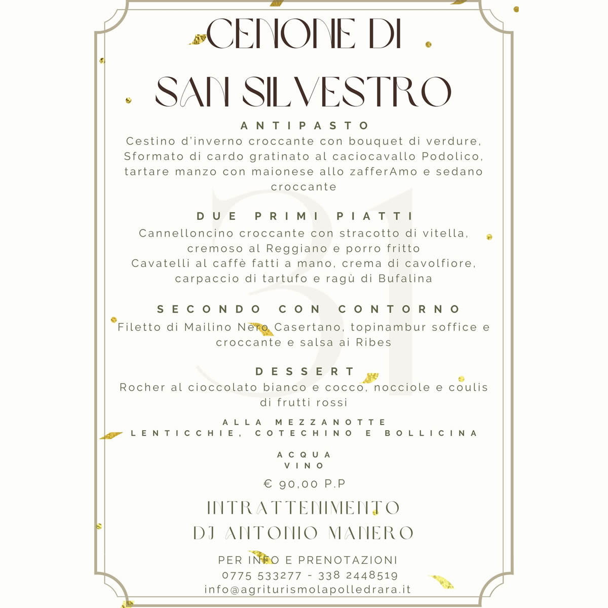 31 DICEMBRE MENU CENONE SAN SILVESTRO