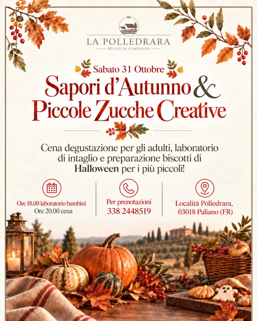 Featured image for “Sabato 31 Ottobre – Sapori d’Autunno & Piccole Zucche Creative”